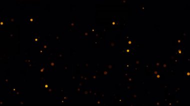 Soyut animasyon döngüsü siyah arkaplana düşen turuncu altın bokeh parçacıkları parlıyor. 4K 3D kusursuz altın sarısı turuncu bokeh parçacıkları havada uçuşuyor.. 