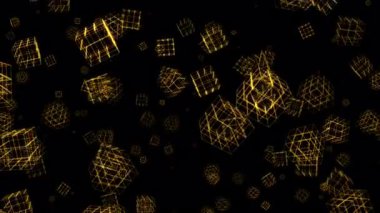 Güzel döngü altın örgü parçacıkları siyah soyut arkaplan üzerine düşüyor ya da sizin etkinliğiniz, VJ, konser, başlık, fragman, sunum gösterisi. 