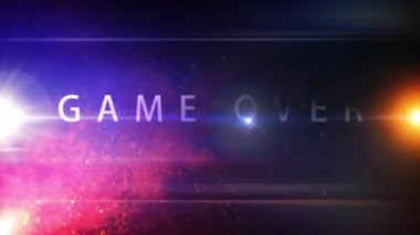 GAME over silver glitch text soyut dijital teknoloji fütüristik 3D sinema başlığı koyu mavi arkaplan 