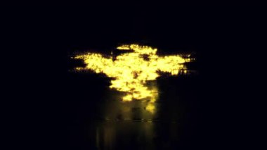 Bağımsızlık Günü 'nüz kutlu olsun. Siyah soyut arkaplan üzerinde ışıldayan ışık efektli altın metin arızalandı.. 