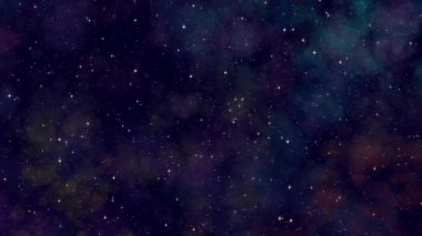 4K 3D parlak yıldızlar kara zemin üzerindeki uzay animasyonu soyut galaksi evreni. Galaksi gökyüzünün uzay animasyonunda yanıp sönen ışıkla grafiksel hareket örtüşür. Galaksi uzayı keşfi ve dönüşü.