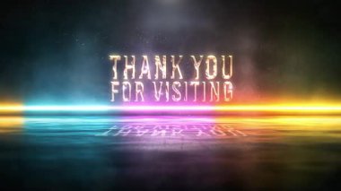 Siyah arkaplanda dijital efektli neon metni ziyaret ettiğiniz için soyut teşekkür ederim..