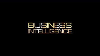 Business Intelligence 'ın animasyon metni, siyah soyut arkaplan üzerine sinematik başlık içeren altın arızası metin efektini parlattı. 