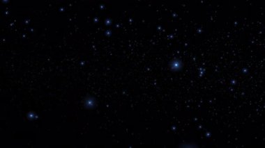 Soyut döngü animasyonu yanıp sönen mavi bokeh kabarcık parçacıkları siyah arkaplanda uçuyor. 4K 3D kusursuz mavi bokeh parçacıkları havada uçuşuyor.