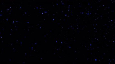 Animasyon döngüsü yanıp sönen mavi toz yıldızı parçacıkları siyah soyut arka planda yukarı doğru akar. Alevli mavi parlayan kor yanan kül parçacıklarının animasyonu.