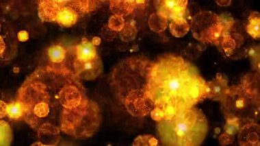 Parlak turuncu kıvılcım bombası parçacıkları siyah soyut arkaplanda ateş animasyonu oluşturur. 4K 3D ateşli turuncu parlayan kor yanan kül parçacıklarının animasyonu.