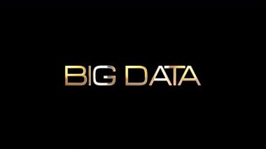 Siyah arkaplan üzerinde dijital efektli parçacıklar içeren soyut Büyük Veri arızası metni. QuickTime Alpha Channel proress 444 kullanılarak izole edilmiş reklam kavramını destekleyin.