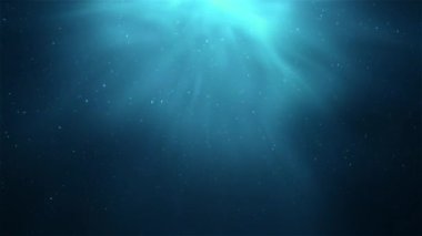 Döngü parıltısı beyaz toz yıldızı parçacıkları mavi ışınlar ile siyah soyut arkaplan üzerine düşüyor. 