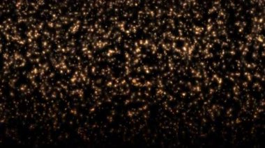 Siyah soyut arkaplan üzerinde düşen güzel altın yıldız toz parçacıkları.