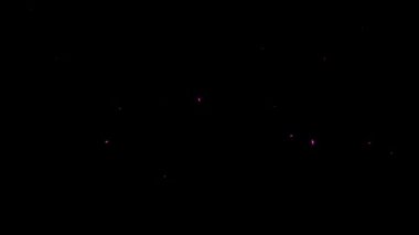 Parlak pembe toz yıldızı parçacıkları siyah soyut arkaplan üzerine düşen animasyon hareketi. Siyah arkaplan hareket başlıklarında parlayan yıldızlar parçacığı sinematik