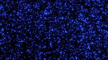 Döngü titreşen mavi yıldız parçacıkları siyah soyut arkaplan üzerine düşen animasyonlar. Alevli mavi parlayan kor yanan kül parçacıklarının animasyonu.