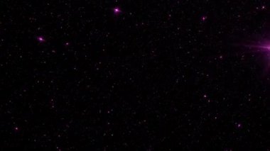 Loop magical glow pink stars particles flowing from right to left animation on black abstract background. Animation of fiery pink glowing flying ember burning ash particles