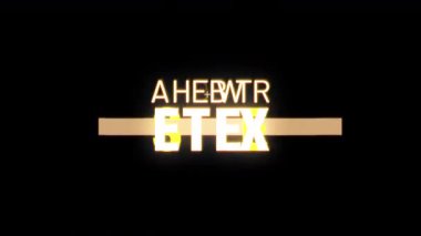 Animation text of Holiday Sale glow gold glitch text effect cinematic title on black abstract backgroud. Isolated alpha channel Apply prores 444