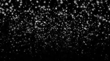 Hareket eden beyaz kar taneleri siyah soyut arkaplan üzerine hareket eden güzel döngü parçacıkları canlandırır. 