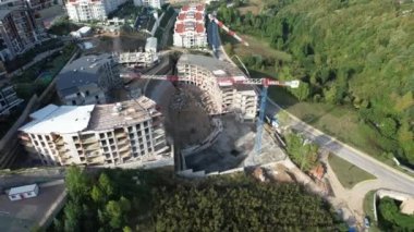 İnşaat, havadan inşaat ve kule vinci.