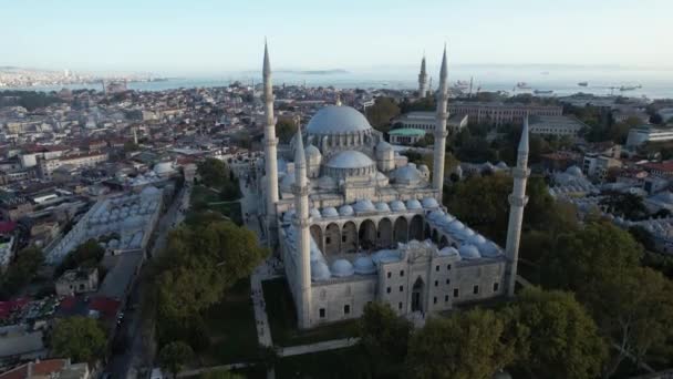 伊斯坦布尔的清真寺 空中苏莱曼尼亚清真寺 — 图库视频影像