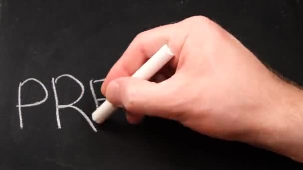 Preschool Lettering Blackboard Kid Students Hand Writing — Stock Video