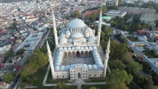 Τζαμί Εναέρια Ιστορική Suleymaniye Τζαμί Στην Κωνσταντινούπολη — Αρχείο Βίντεο