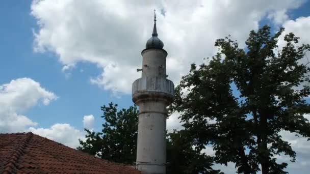 Minarete Minarete Mezquita Lapso Tiempo Nubes — Vídeo de stock