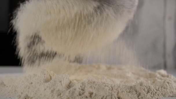 Sifting Flour Chef Sifting Flour Make Bread Dough — Vídeo de Stock