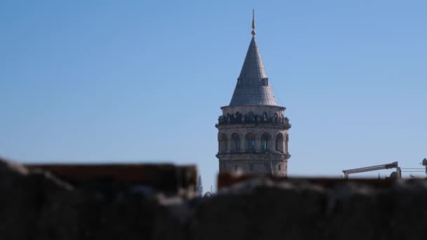 Galata Toren Historisch Symbool Galata Toren Istanbul — Stockvideo