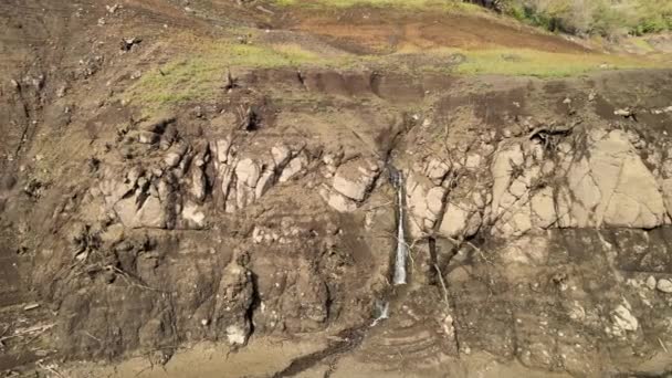 Aerial Spring Water Waterfall Arid Land — Video Stock