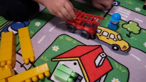 Playing Toys Child Playing Toys Traffic Carpet — Video Stock