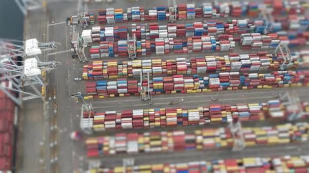 Container Aerial Container Port Time Lapse Blur Effect — Video Stock