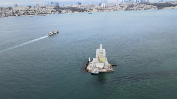 Maidens Tower Restoration Bosphorus Turkey Istanbul — Vídeo de stock