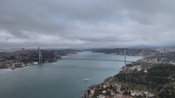 Bosphorus Istanbul Bosphorus Bridge Bad Weather — Stock Video