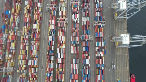 Container Aerial Container Port Line Cargo Goods — Vídeo de Stock