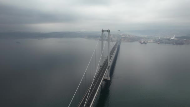 Osmangazi Bridge Aerial Osmangazi Suspension Bridge Turkey — Vídeos de Stock