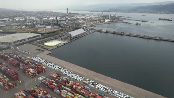 Industrial Zone Aerial Industrial Zone Cargo Port — Stock video