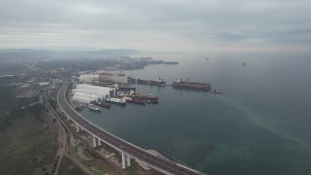 Shipyard Highway Aerial Shot Yalova Shipyard Wide Highway — Vídeos de Stock