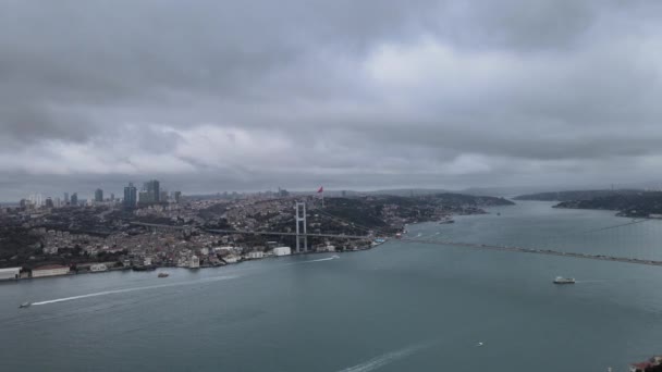 Istanbul Aerial Istanbul Bosphorus Bridge Turkey — Vídeos de Stock