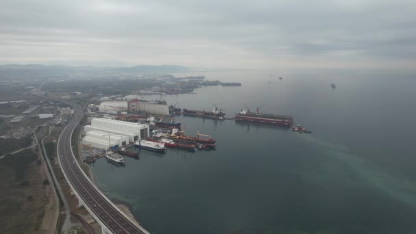 Shipyard Aerial Shipyard Sea — Vídeos de Stock