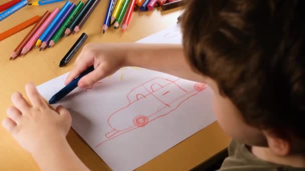 Kid Scribbling Kid Scribbling Picture Education — Stock Video