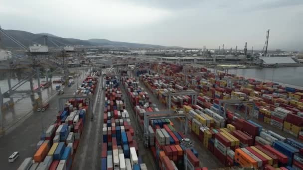 Container Port Aerial Line Container Port Import Export — Vídeo de Stock