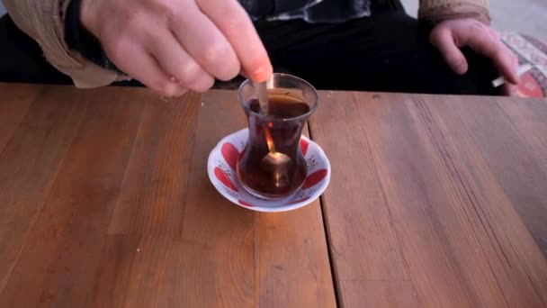 Çay Türk Çay Bardağını Kapatın Yüksek Kalite Görüntü — Stok video