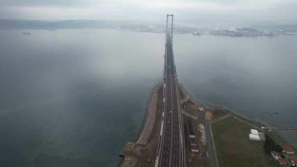 Most Wiszący Samochody Lotnicze Wiadukcie Wiszącym Wiadukcie Mostowym — Wideo stockowe