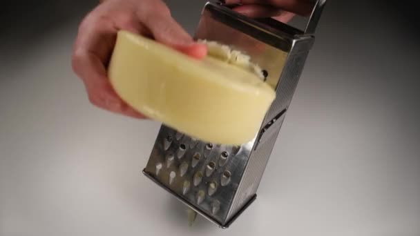 Cheese Grating Cheddar Cheese Kitchen — Stockvideo