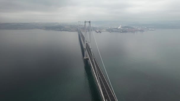 Suspension Bridge Aerial Suspension Bridge Sea — Stok Video
