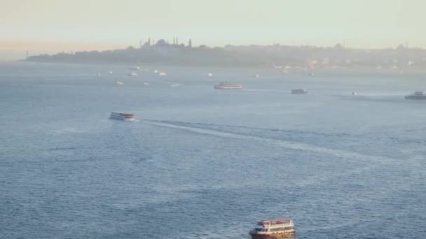Bósforo Vista Ligeramente Brumosa Del Bósforo Estambul — Vídeos de Stock