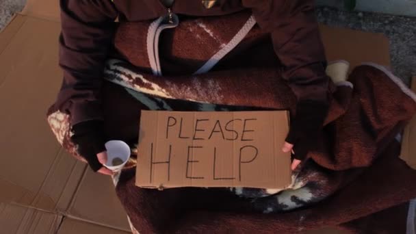 Άστεγοι Πεινασμένοι Και Άστεγοι Στο Δρόμο — Αρχείο Βίντεο