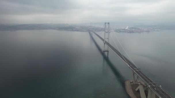 Suspension Bridge Aerial Suspension Bridge Sea — Stock videók