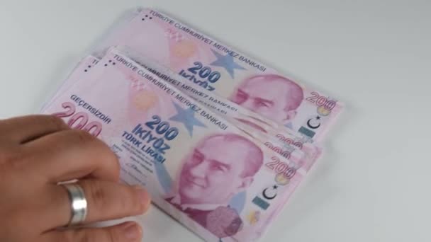 Turkse Lire Betaling Turkse Lire Hoge Kwaliteit Beeldmateriaal — Stockvideo