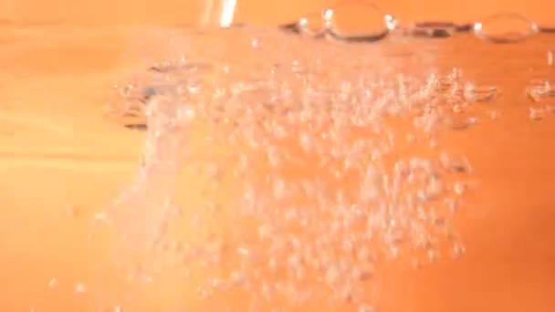 Bubbles Water Bubbles Orange Background High Quality Footage — Stock Video