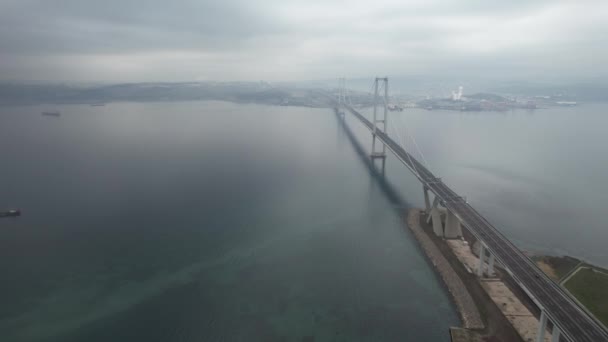 Suspension Bridge Aerial Suspension Bridge Sea — Vídeo de stock