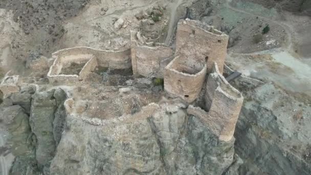 中世纪城堡 空中射中中世纪城堡的废墟 — 图库视频影像