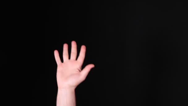 Κουνώντας Χέρι Κίνηση Μαύρο Φόντο Υψηλής Ποιότητας Πλάνα — Αρχείο Βίντεο